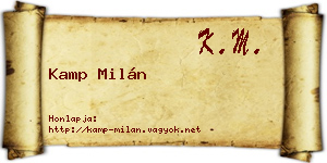 Kamp Milán névjegykártya